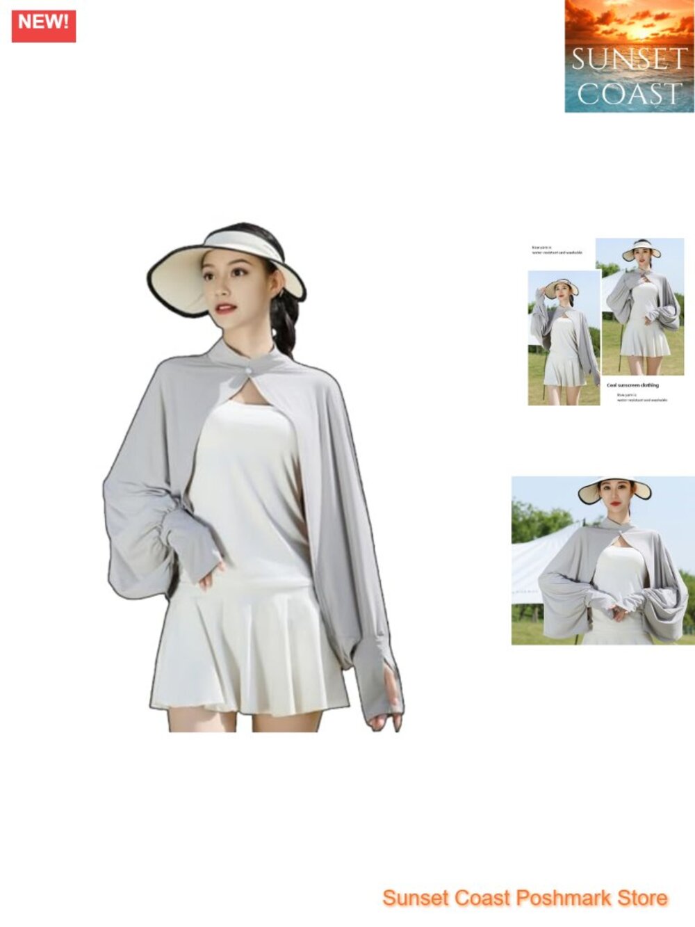 Cooling UV Protection Shawl Arm Sleeves with Finger Holes UPF 50+ Sun Cape
